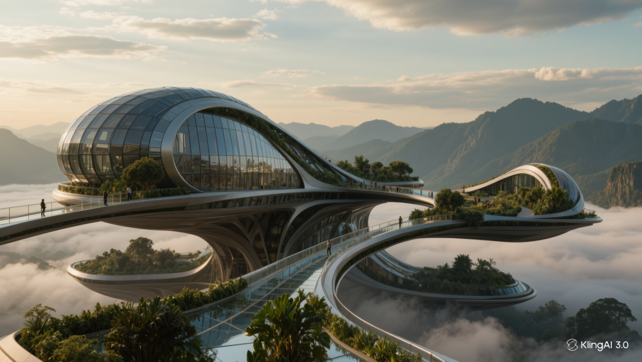 Futuristic eco-city generated with Kling IMAGE 3.0 text-to-image